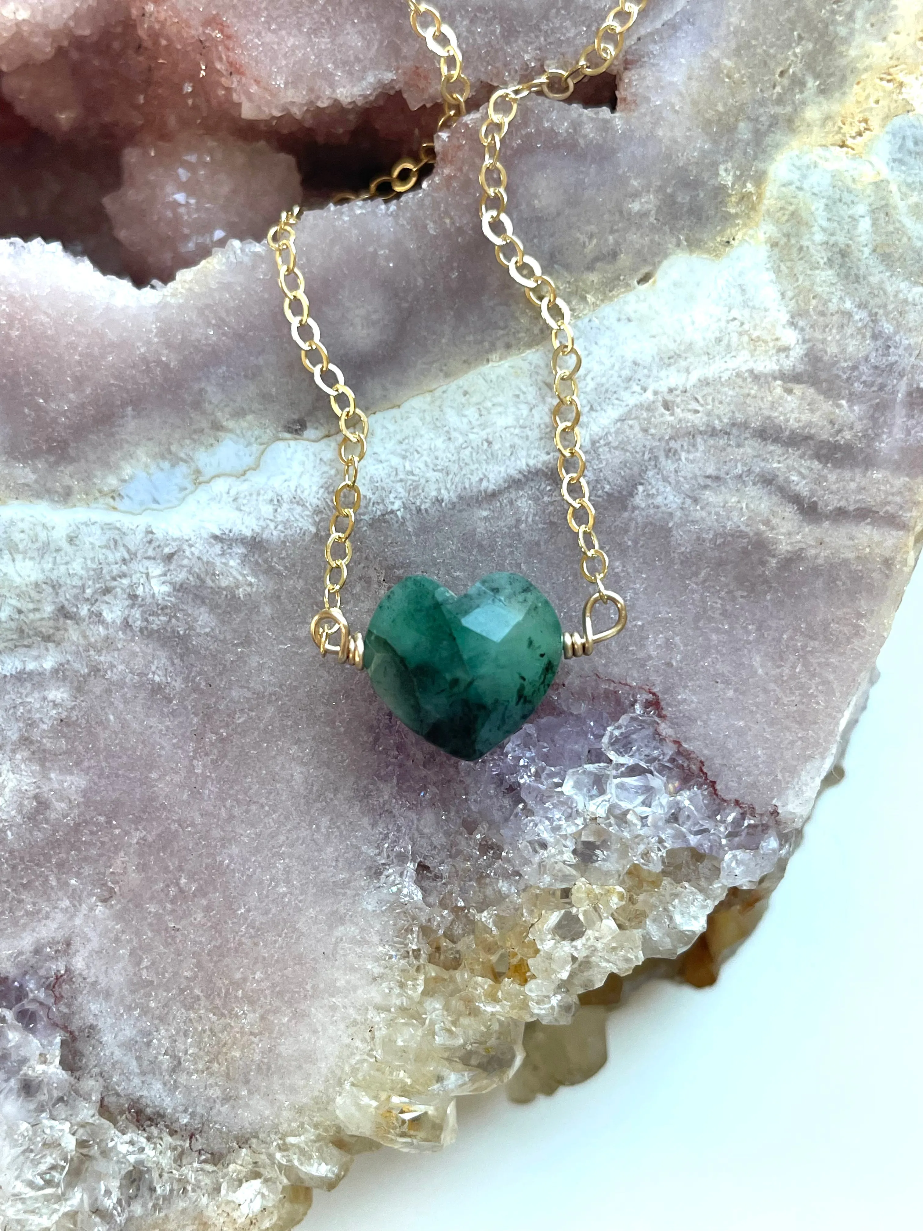 Emerald Heart Pendant Necklace