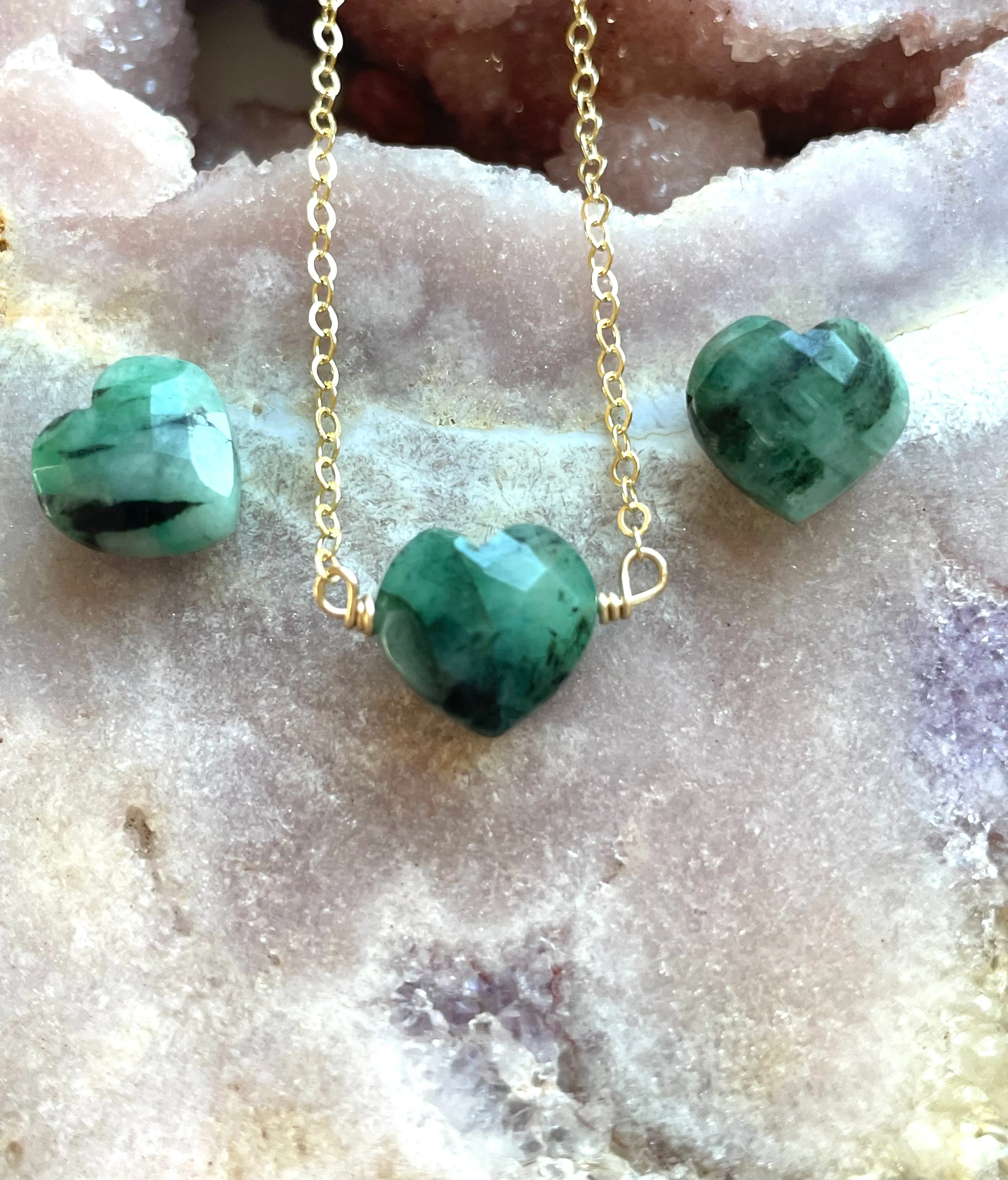 Emerald Heart Pendant Necklace