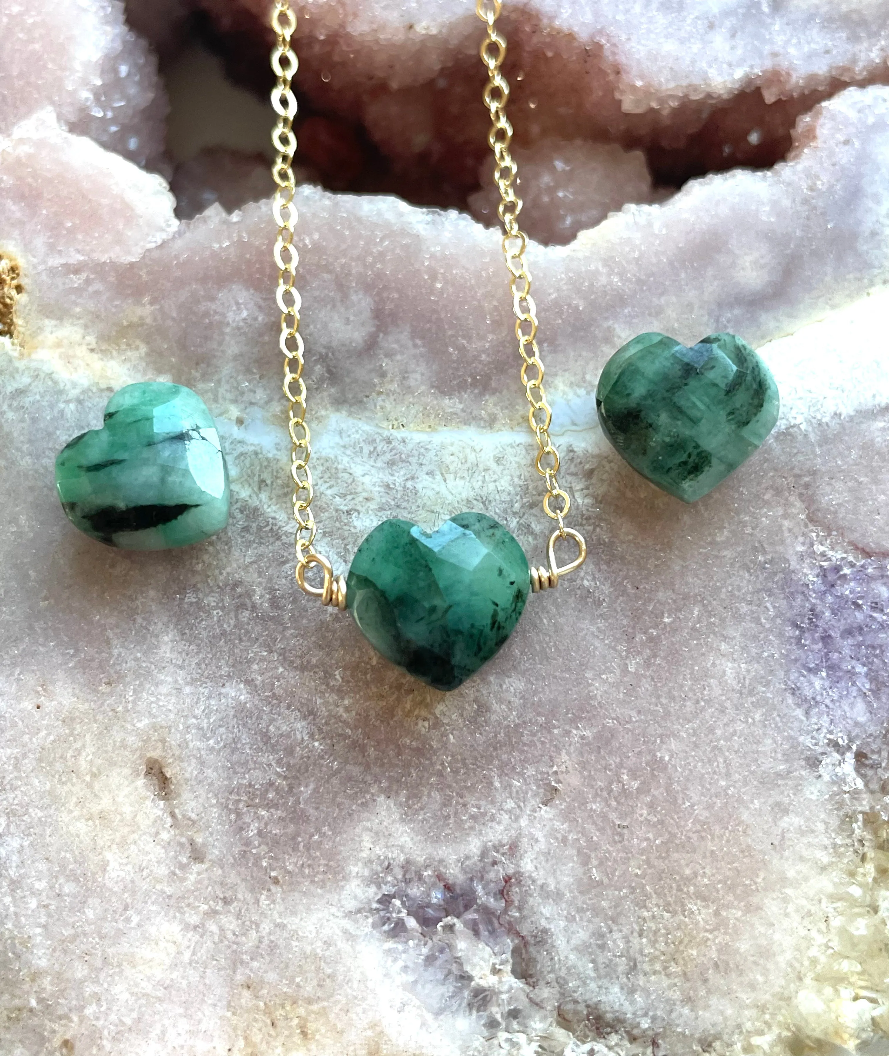 Emerald Heart Pendant Necklace