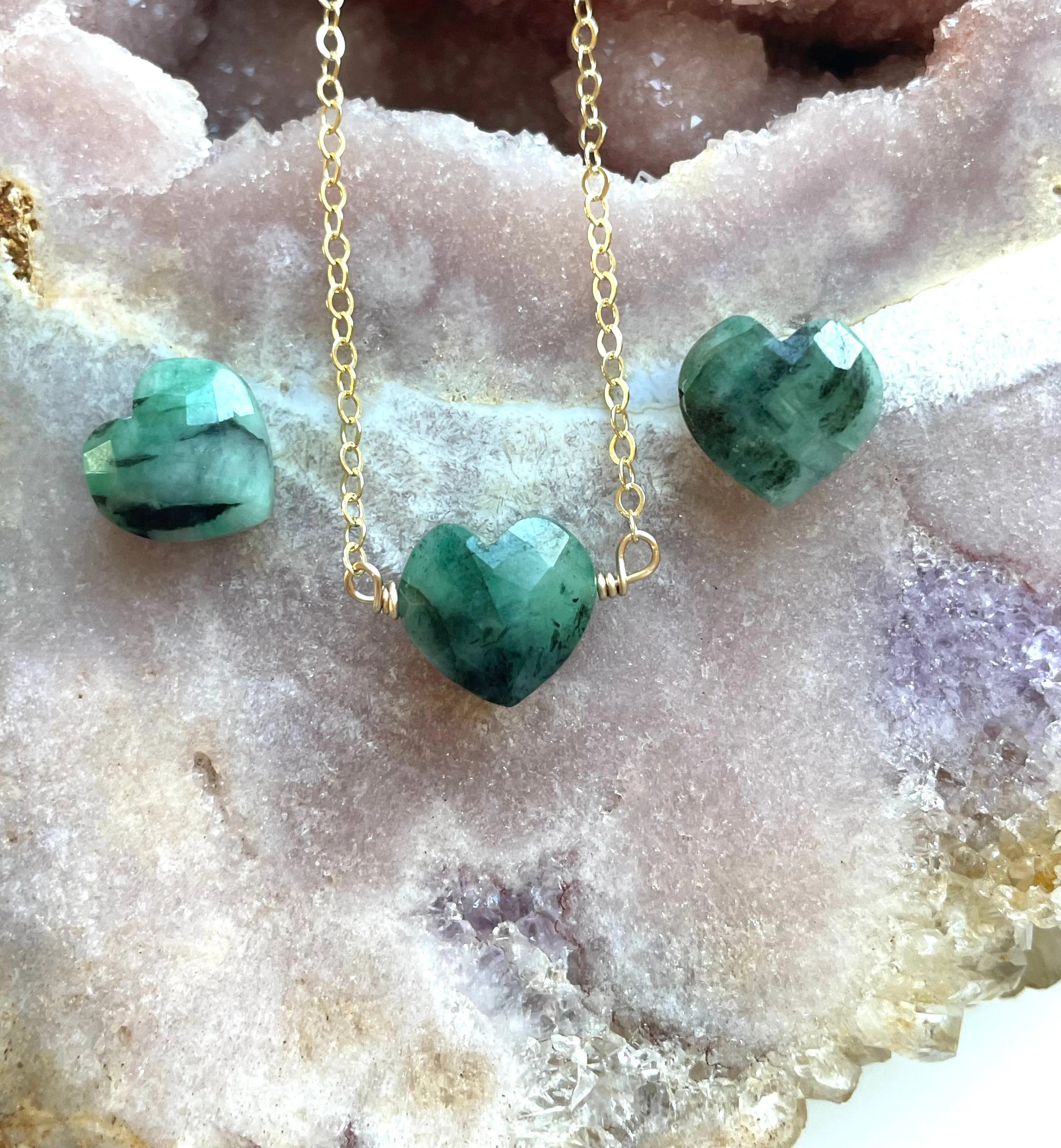 Emerald Heart Pendant Necklace