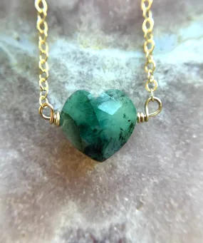 Emerald Heart Pendant Necklace