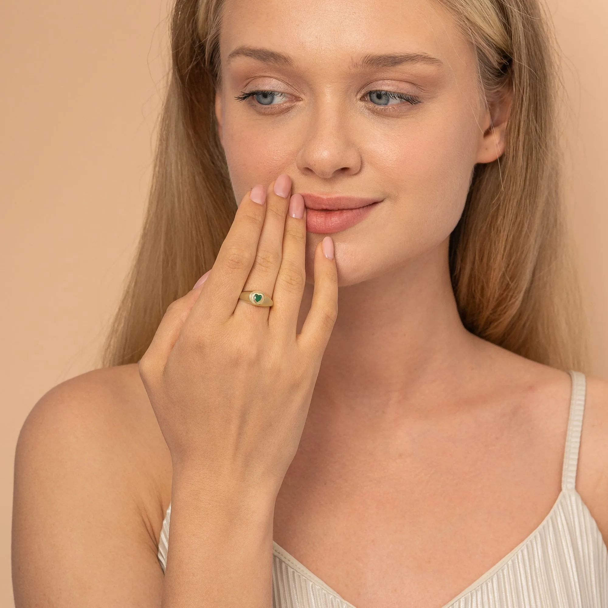 Emerald Heart Signet Ring, Lilliana