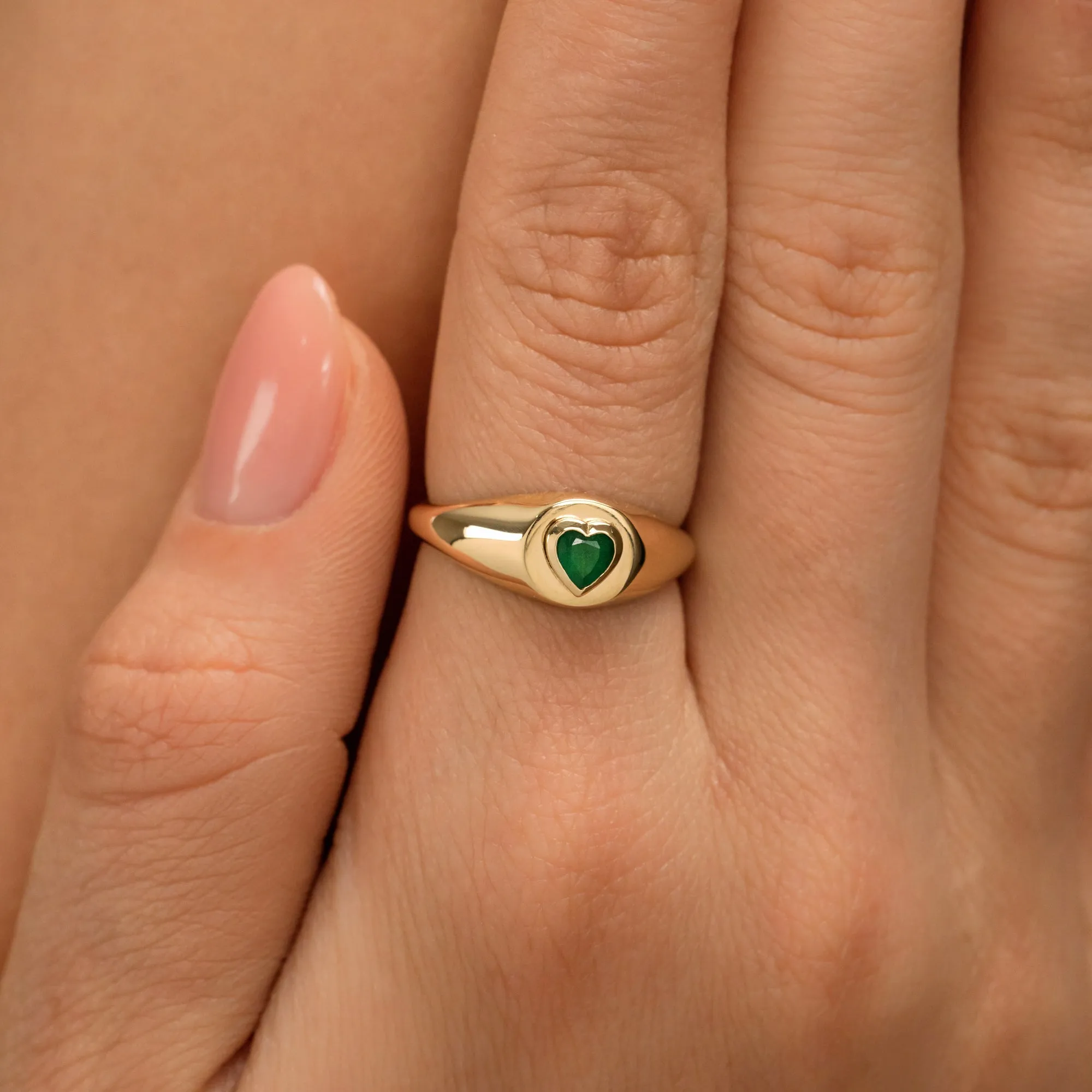 Emerald Heart Signet Ring, Lilliana