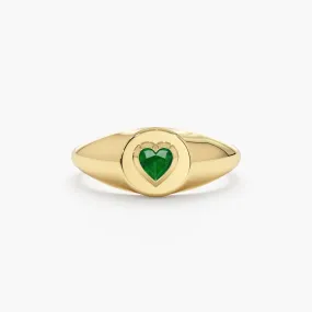 Emerald Heart Signet Ring, Lilliana
