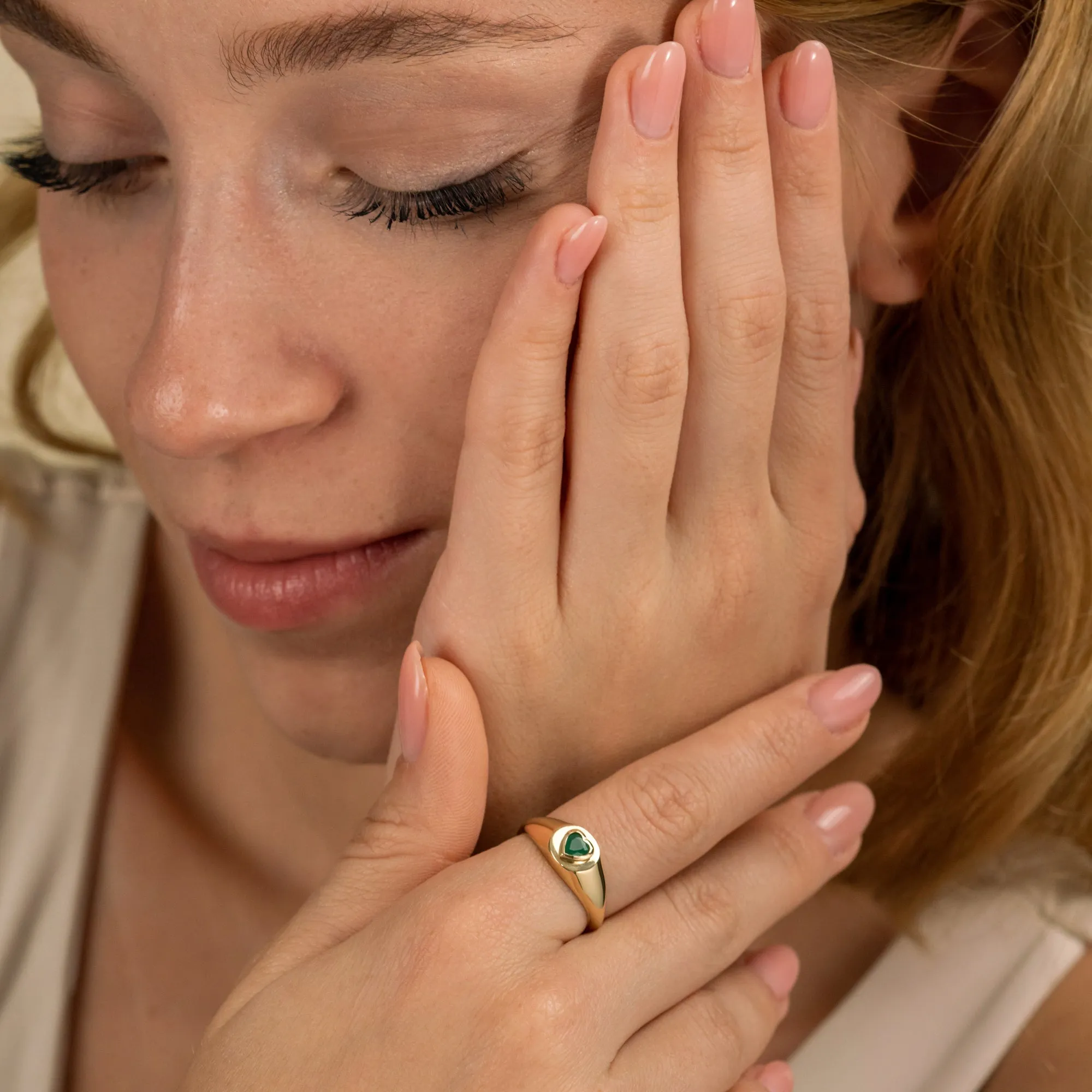 Emerald Heart Signet Ring, Lilliana