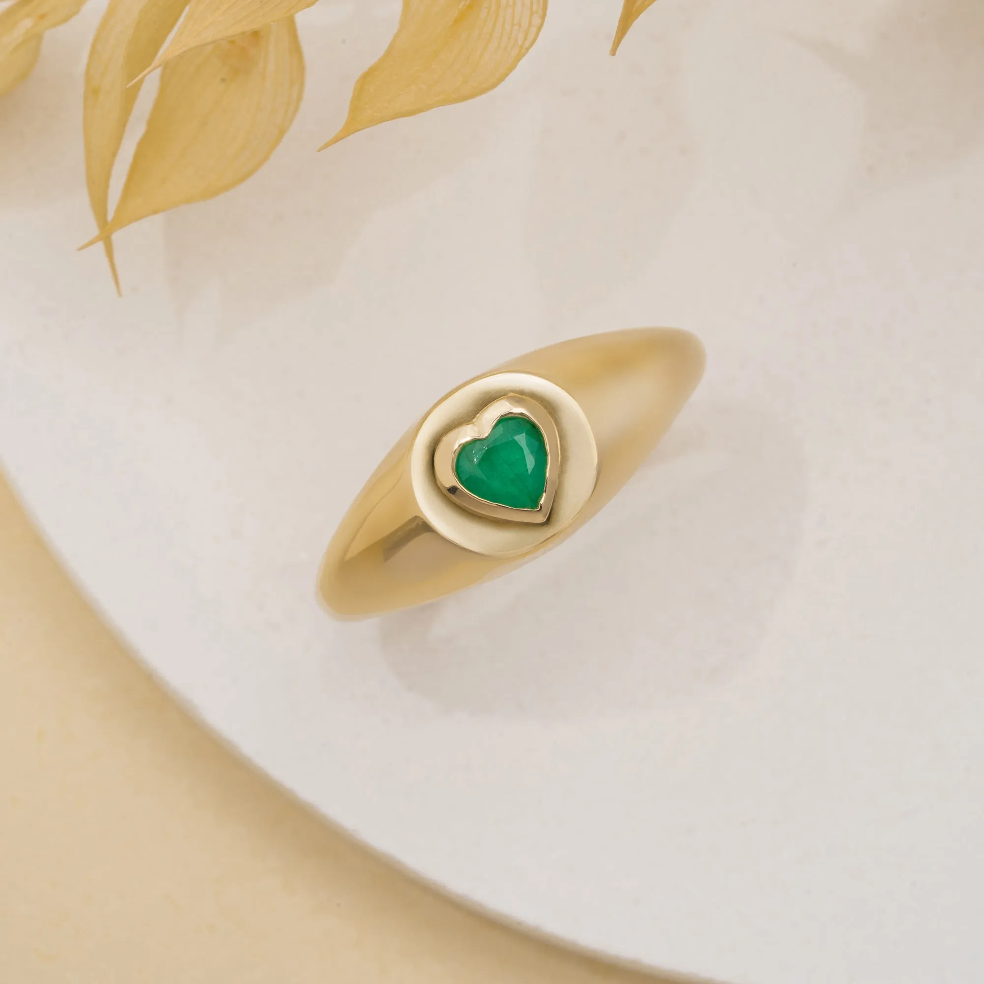 Emerald Heart Signet Ring, Lilliana