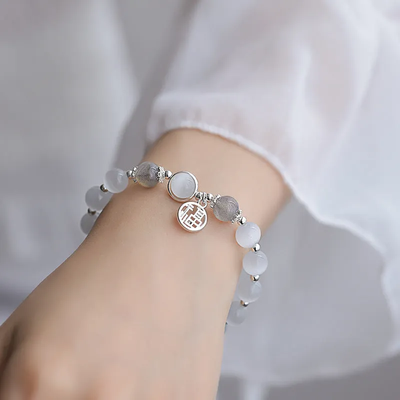 Enchanting Opal and Crystal Sterling Silver Bracelet