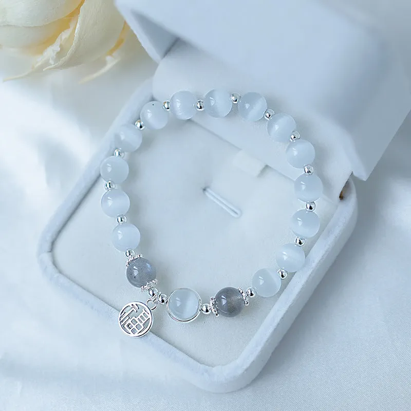 Enchanting Opal and Crystal Sterling Silver Bracelet