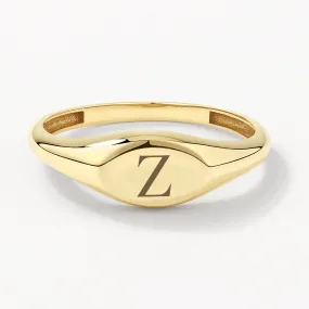 Engravable Oval Signet Pinky Ring in 10k Gold