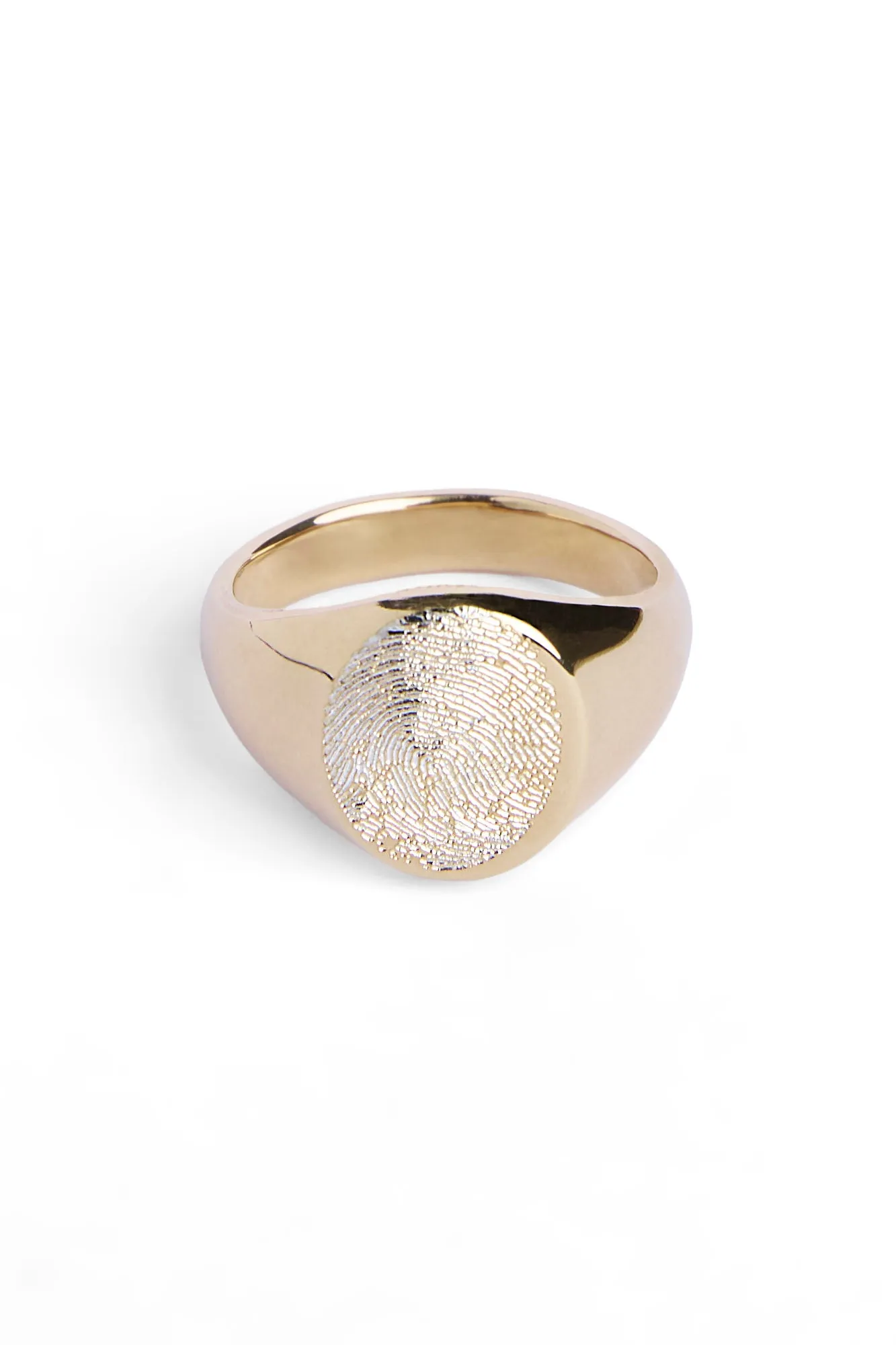 Engraved Fingerprint Gold Plated Round Signet Ring