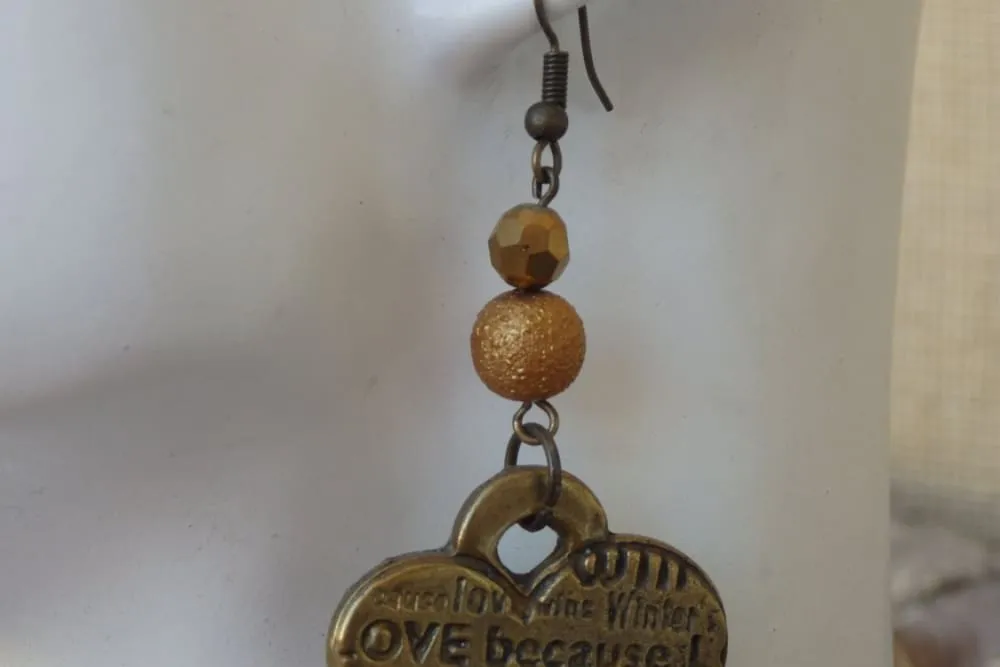 Engraved love dangle earrings