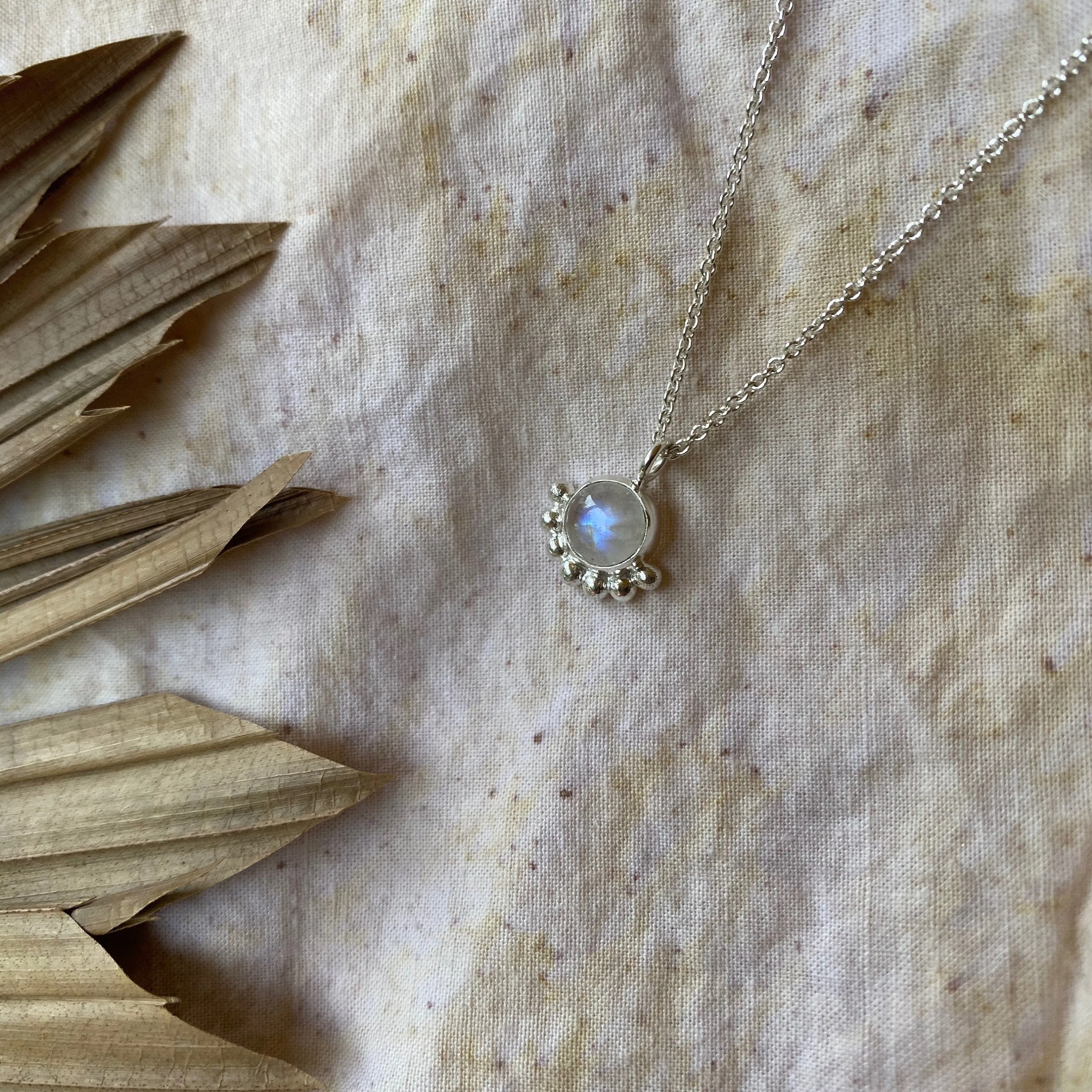 Equilbrium Sterling Silver Rainbow Moonstone Necklace