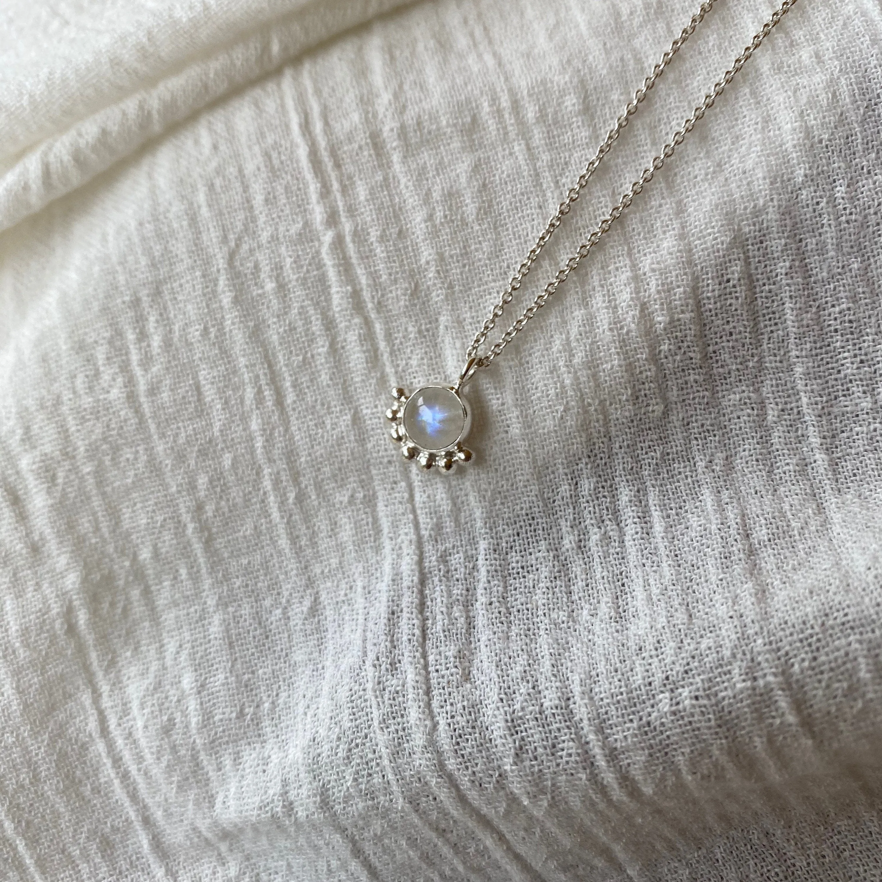 Equilbrium Sterling Silver Rainbow Moonstone Necklace