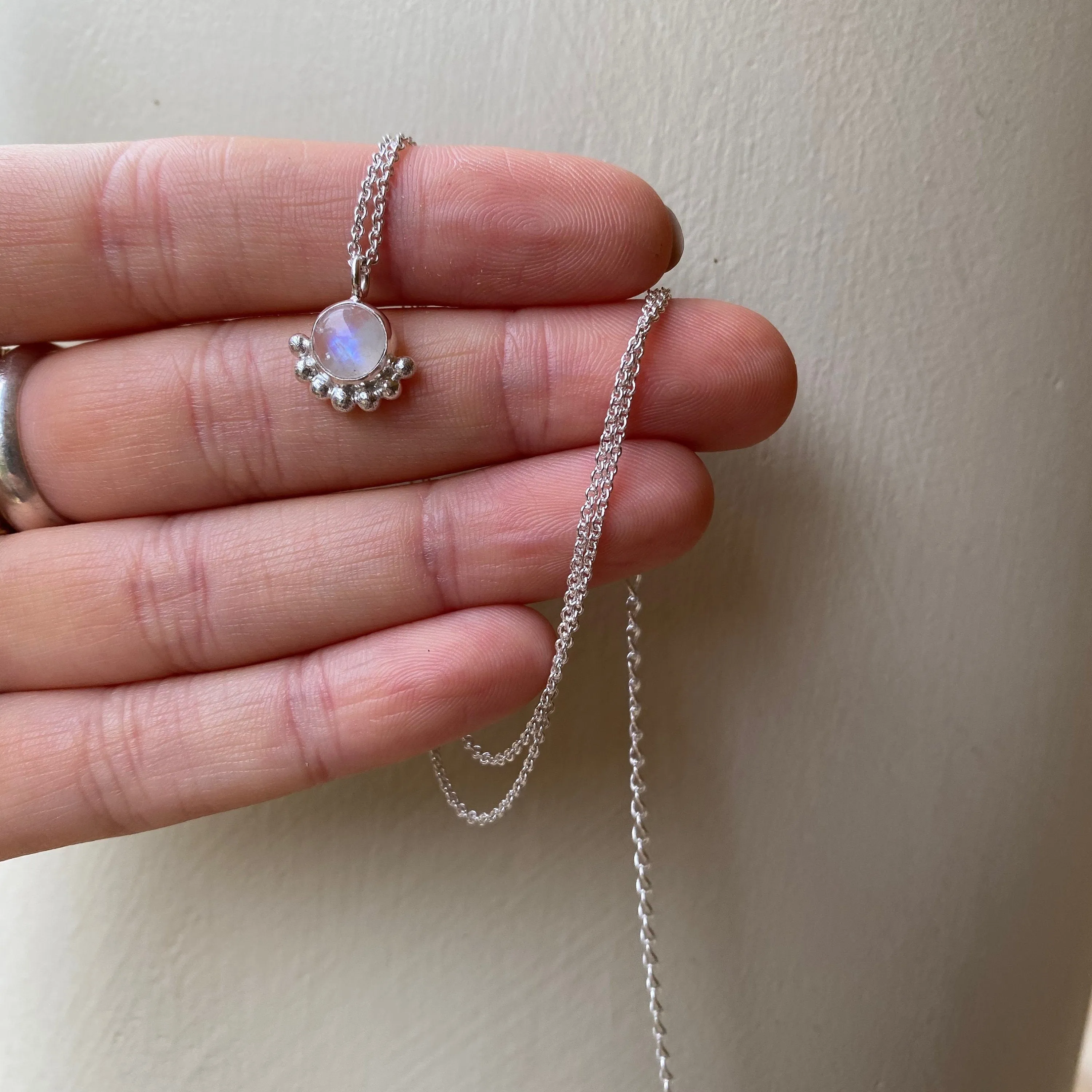 Equilbrium Sterling Silver Rainbow Moonstone Necklace