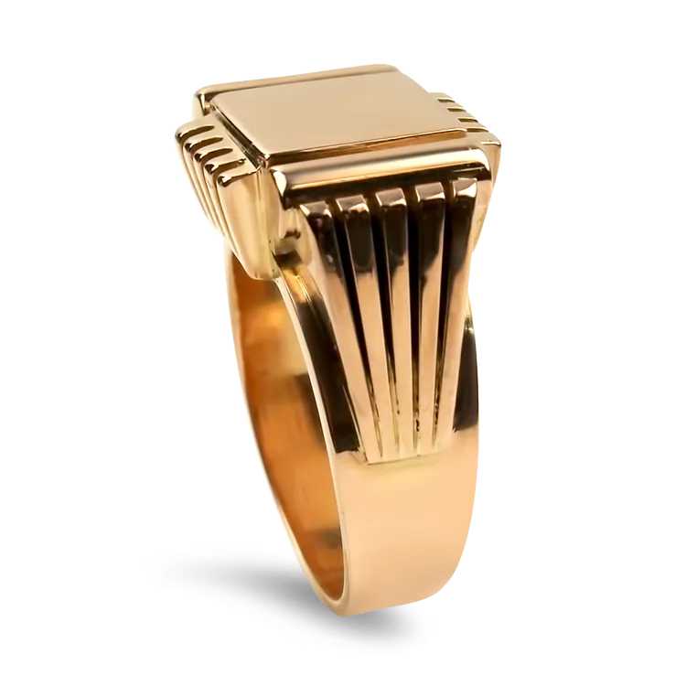 Estate 14K Rose Gold Vintage Soviet Union Signet Ring