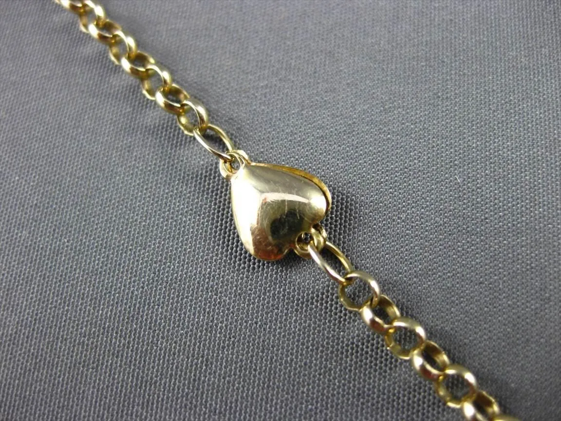 ESTATE LONG 14KT YELLOW GOLD 3D HEART BY THE YARD ANKLE BRACELET #23361