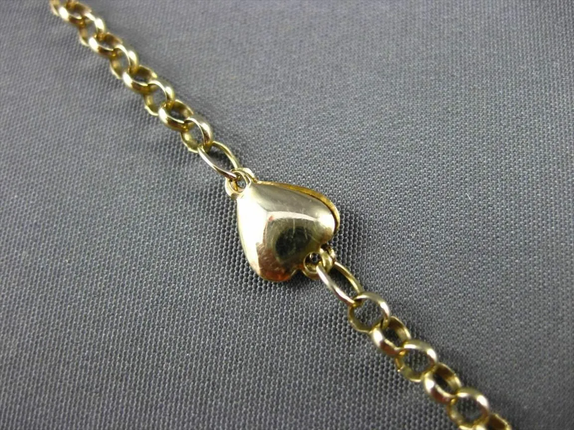ESTATE LONG 14KT YELLOW GOLD 3D HEART BY THE YARD ANKLE BRACELET #23361