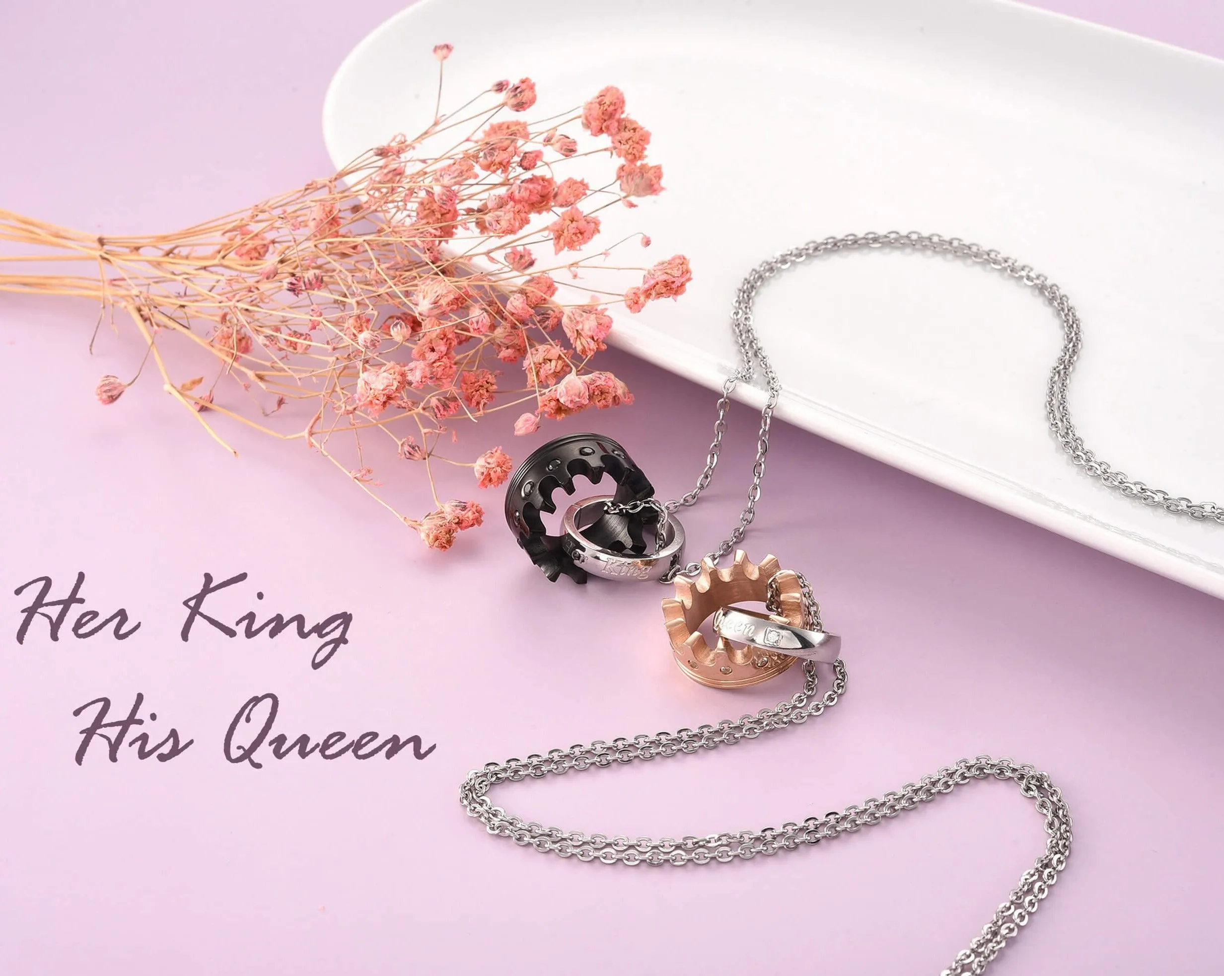 Eternal Love Crown Pendant Matching Necklaces | Jovivi