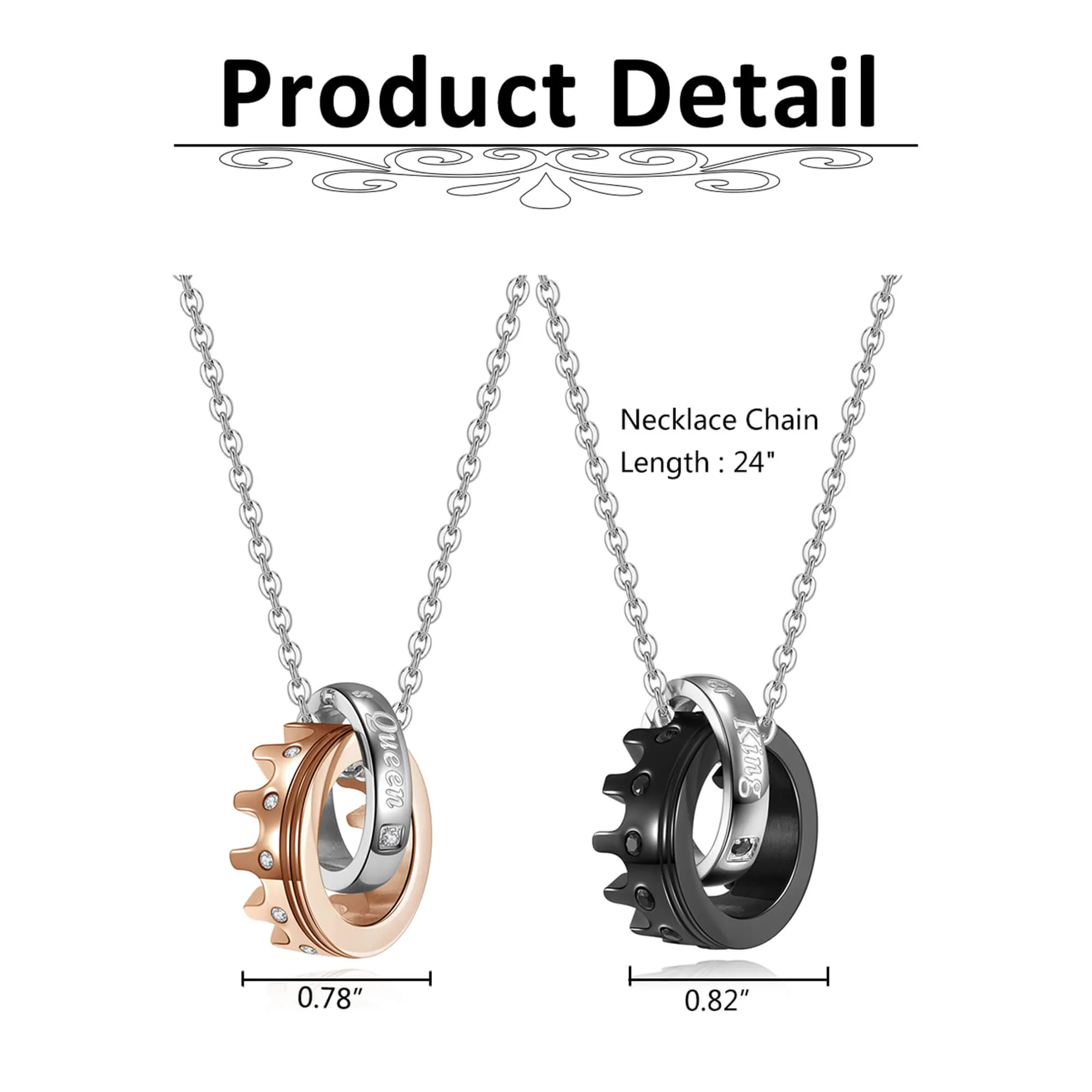 Eternal Love Crown Pendant Matching Necklaces | Jovivi