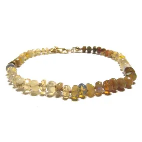 Ethiopian Opal Knotted Bracelet with Gold Filled Trigger Clasp