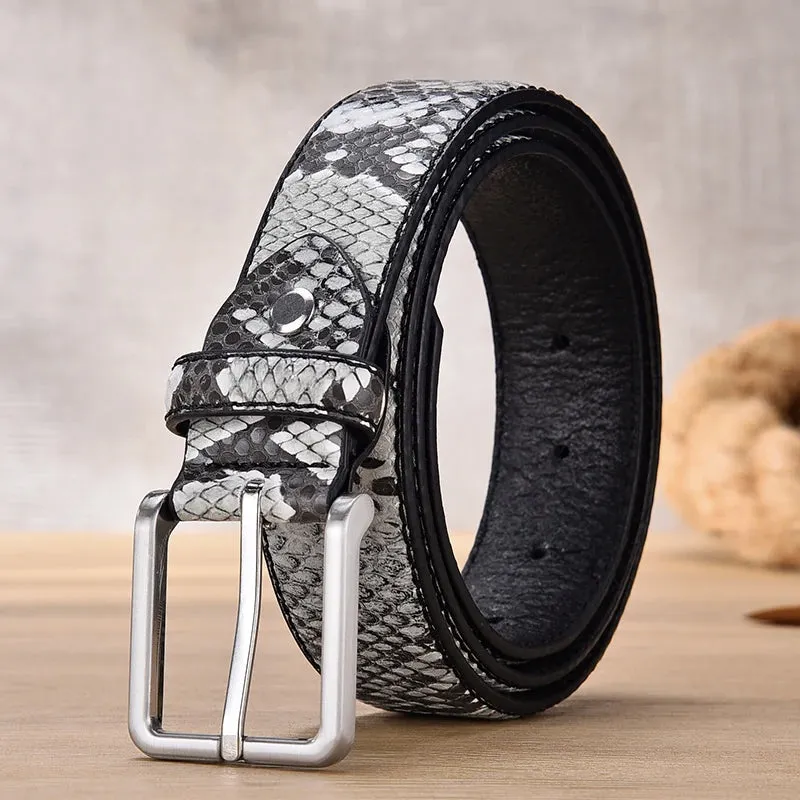 Fashion Belts For Men Luxury Snake Pattern Desinger Male Casual Accessories Cowboy Leather Western Belt Strap Buckle Metal