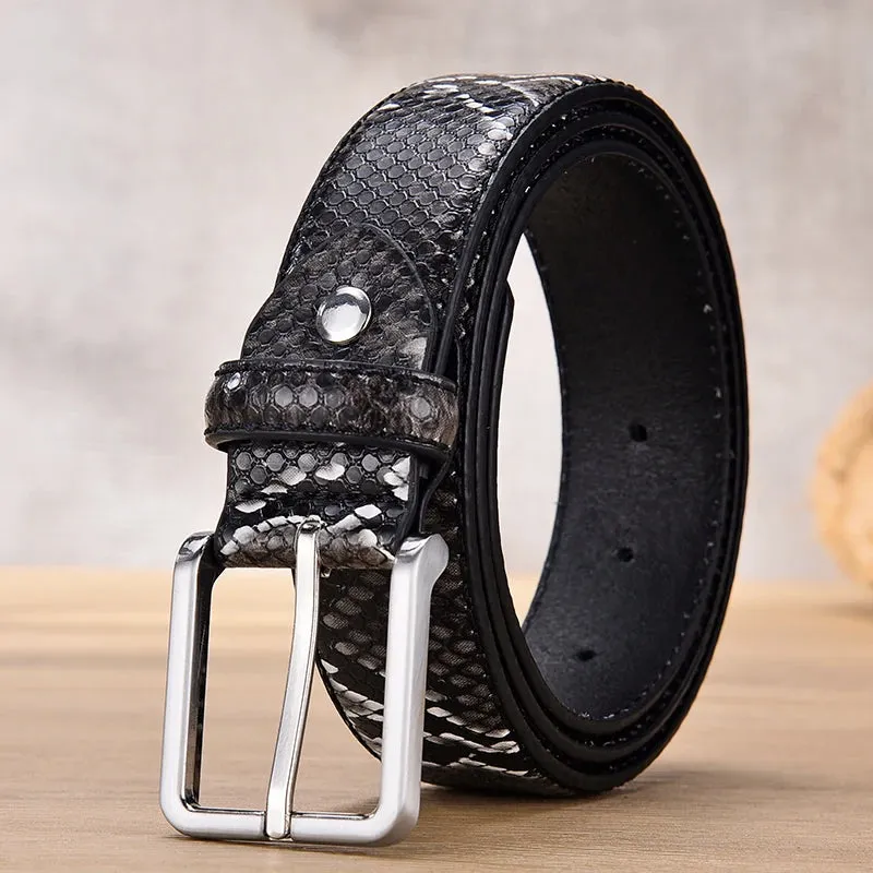 Fashion Belts For Men Luxury Snake Pattern Desinger Male Casual Accessories Cowboy Leather Western Belt Strap Buckle Metal