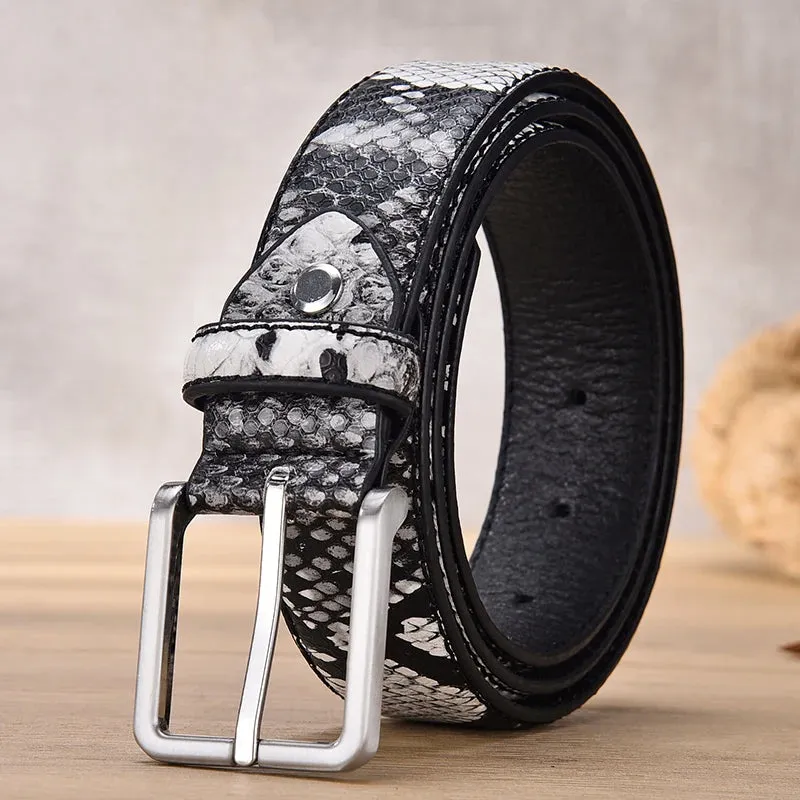 Fashion Belts For Men Luxury Snake Pattern Desinger Male Casual Accessories Cowboy Leather Western Belt Strap Buckle Metal
