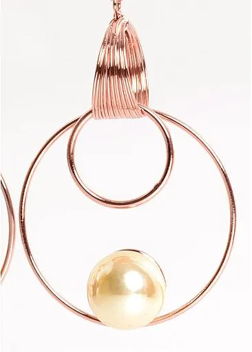 Fashion Stunning Vintage Style Pearl Earrings Adorned With Brass Circles