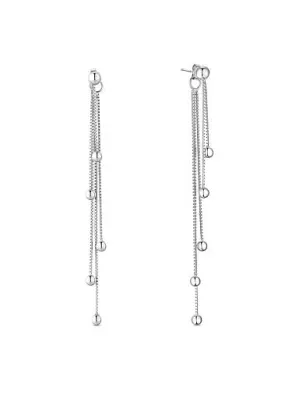 Fashion Tassel with Beads 925 Sterling Silver Stud Earrings