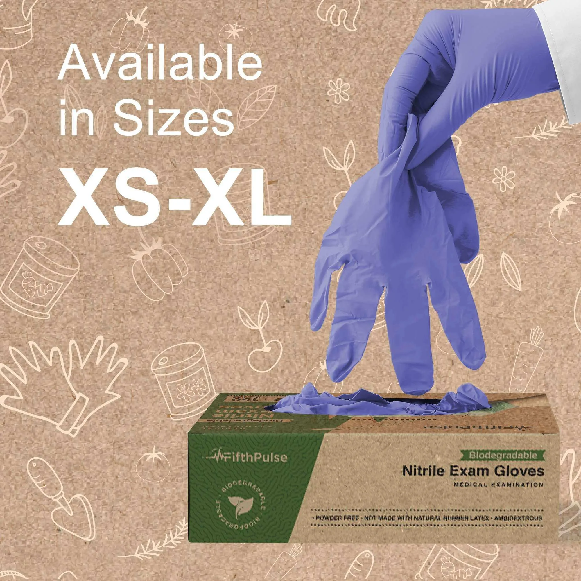 FifthPulse Biodegradable Disposable Nitrile Gloves Violet – 150 Count