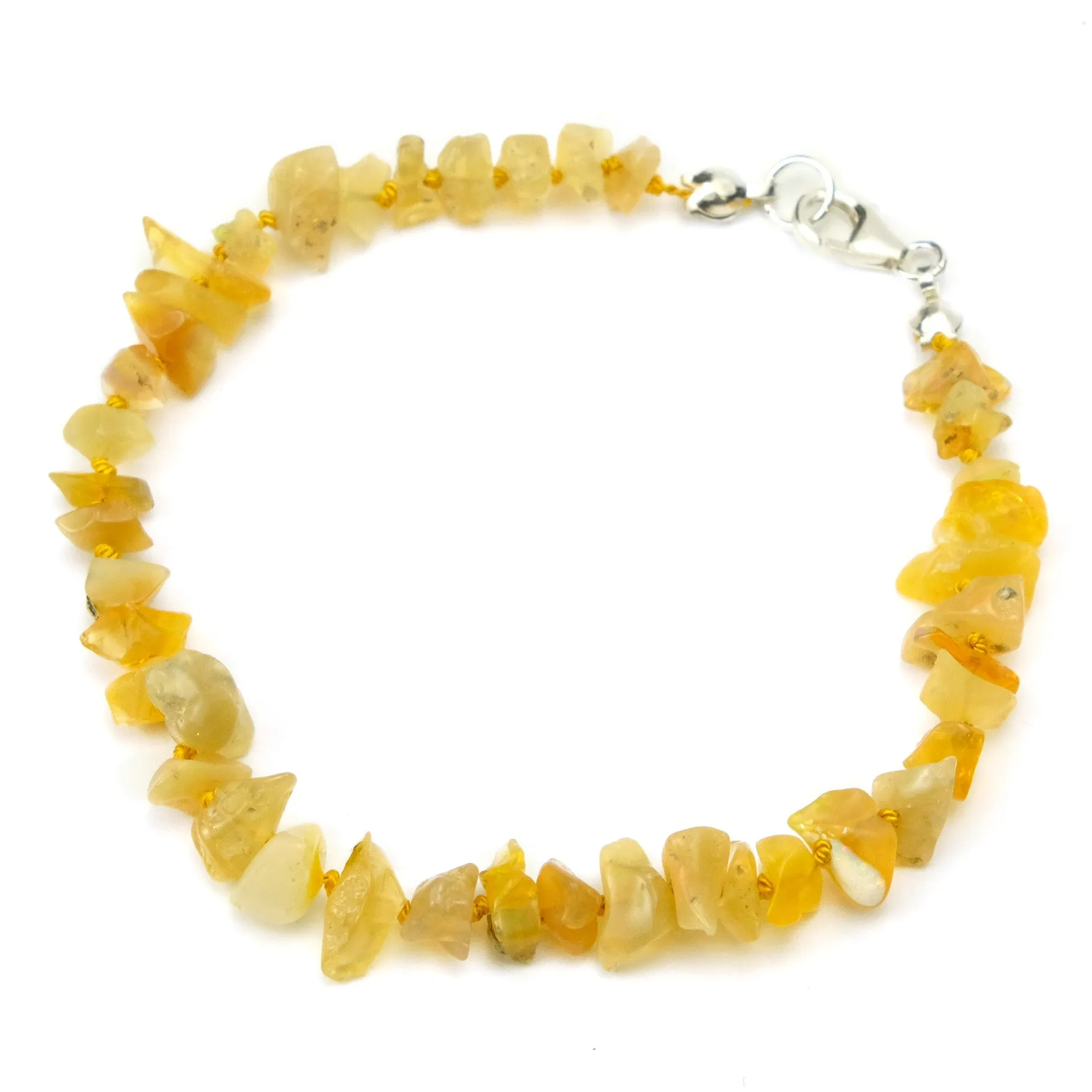 Fire Opal Knotted Bracelet with Sterling Silver Trigger Clasp