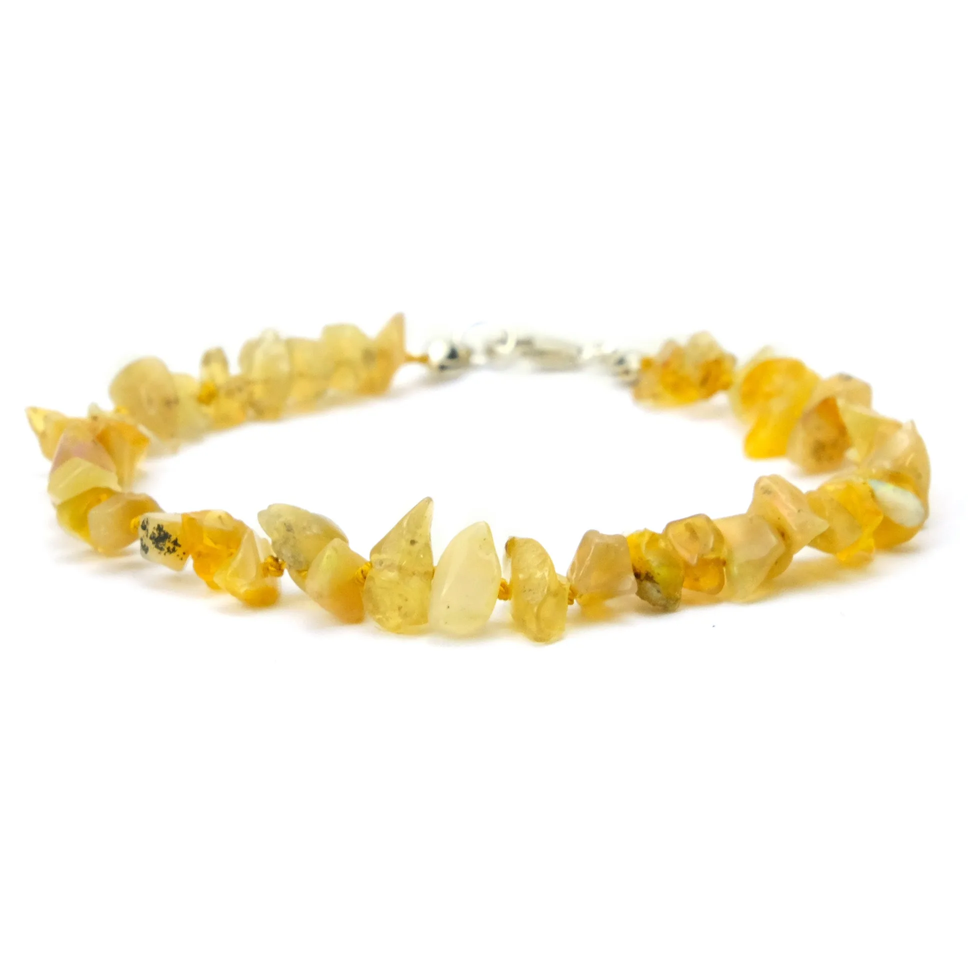 Fire Opal Knotted Bracelet with Sterling Silver Trigger Clasp