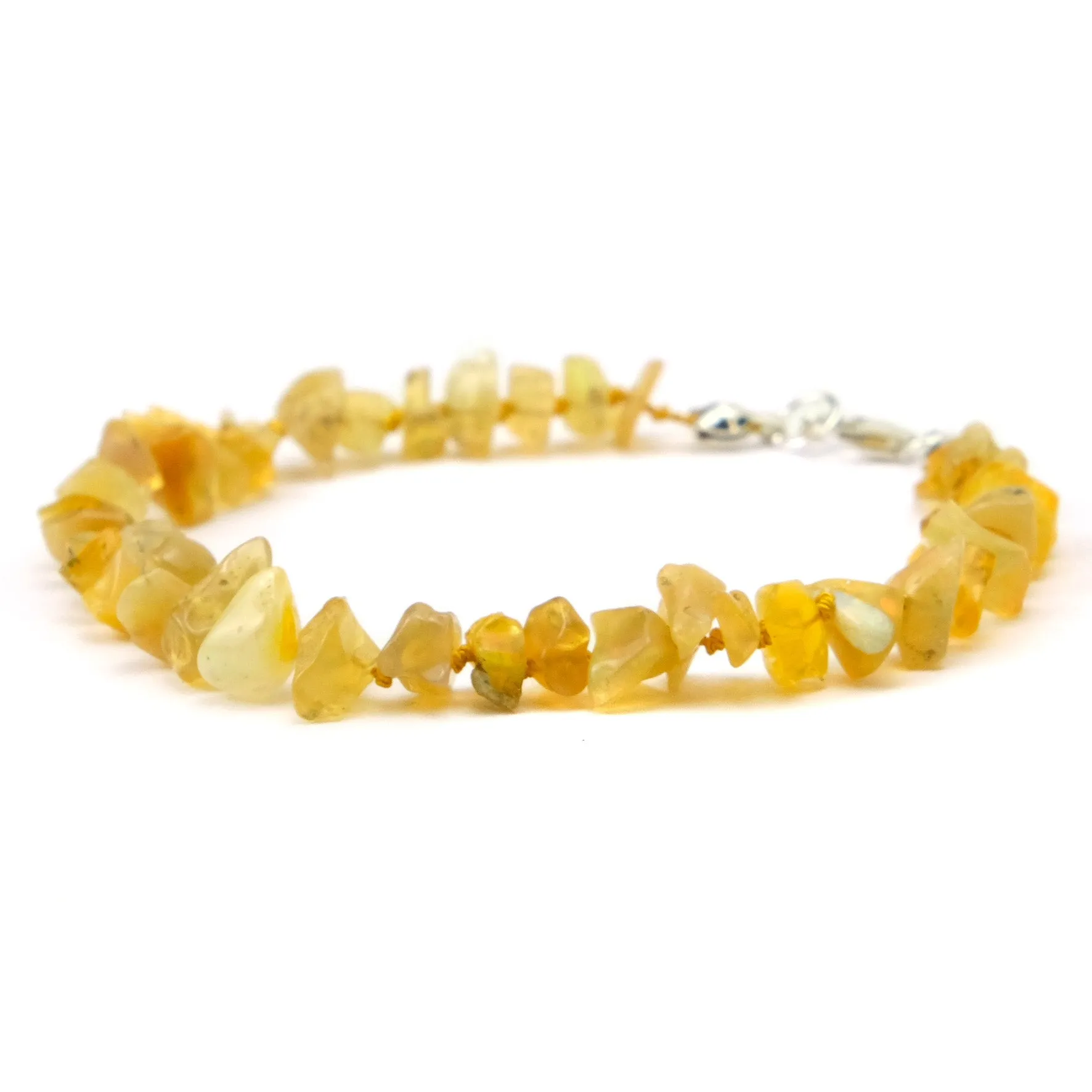 Fire Opal Knotted Bracelet with Sterling Silver Trigger Clasp