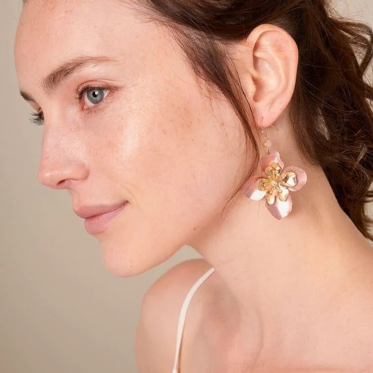 Floral Rose Gold Coated Earrings