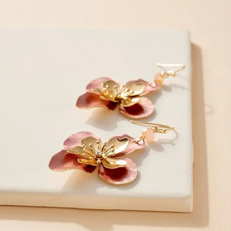 Floral Rose Gold Coated Earrings