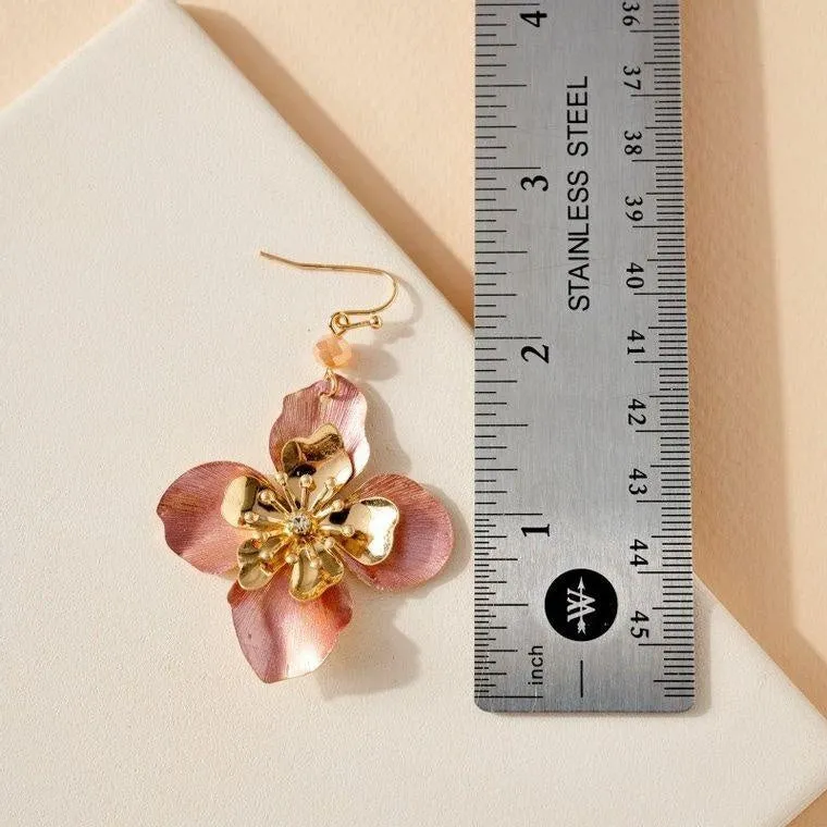 Floral Rose Gold Coated Earrings