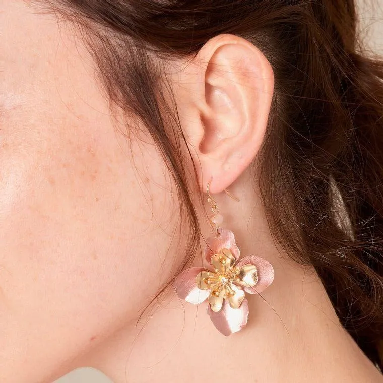 Floral Rose Gold Coated Earrings