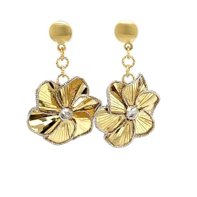 Flower Diamond Cut Dangle Earrings