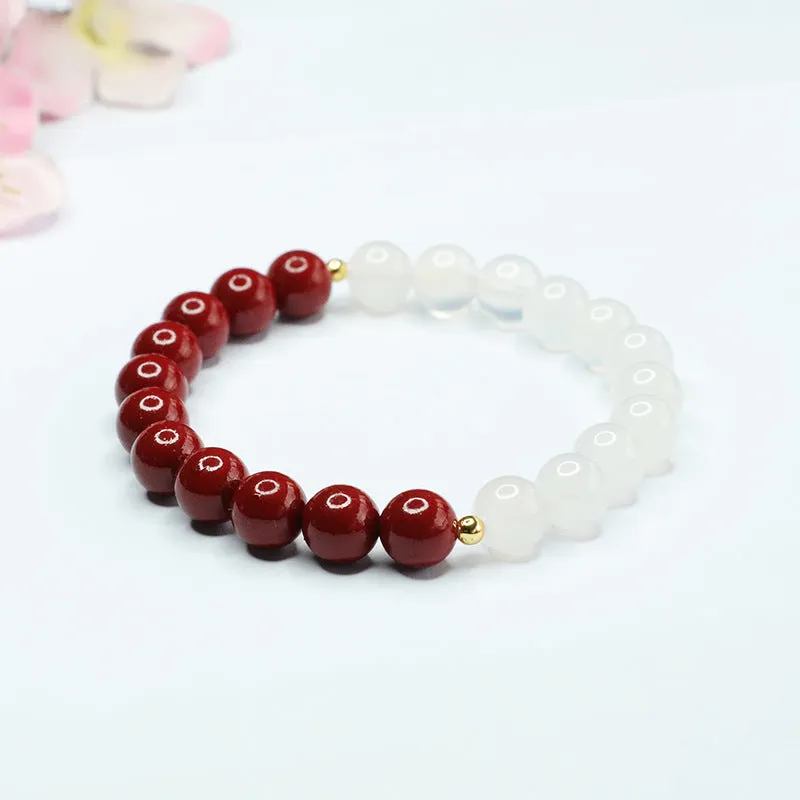 Fortune's Favor Sterling Silver Chalcedony and Cinnabar Bracelet