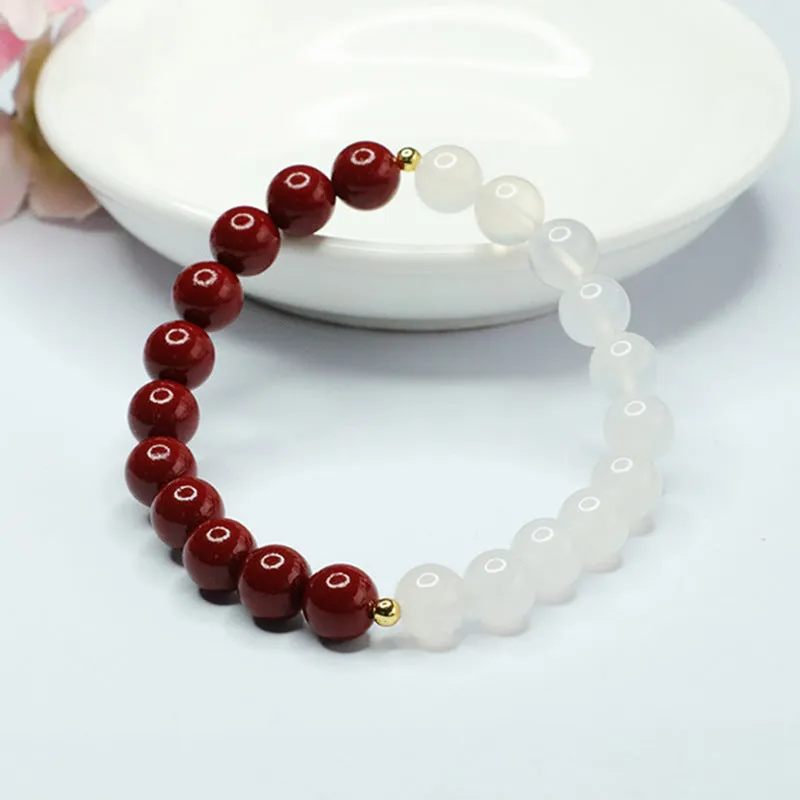 Fortune's Favor Sterling Silver Chalcedony and Cinnabar Bracelet