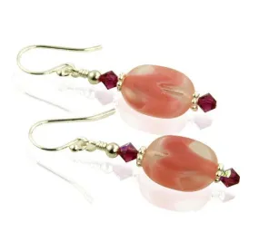 Fuchsia Pink Crystal Beaded Earrings