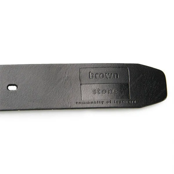 Full Grain Genuine Leather Belt Black City Oxford Guard (Silver Buckle)