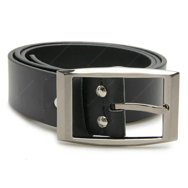 Full Grain Genuine Leather Belt Black City Oxford Guard (Silver Buckle)