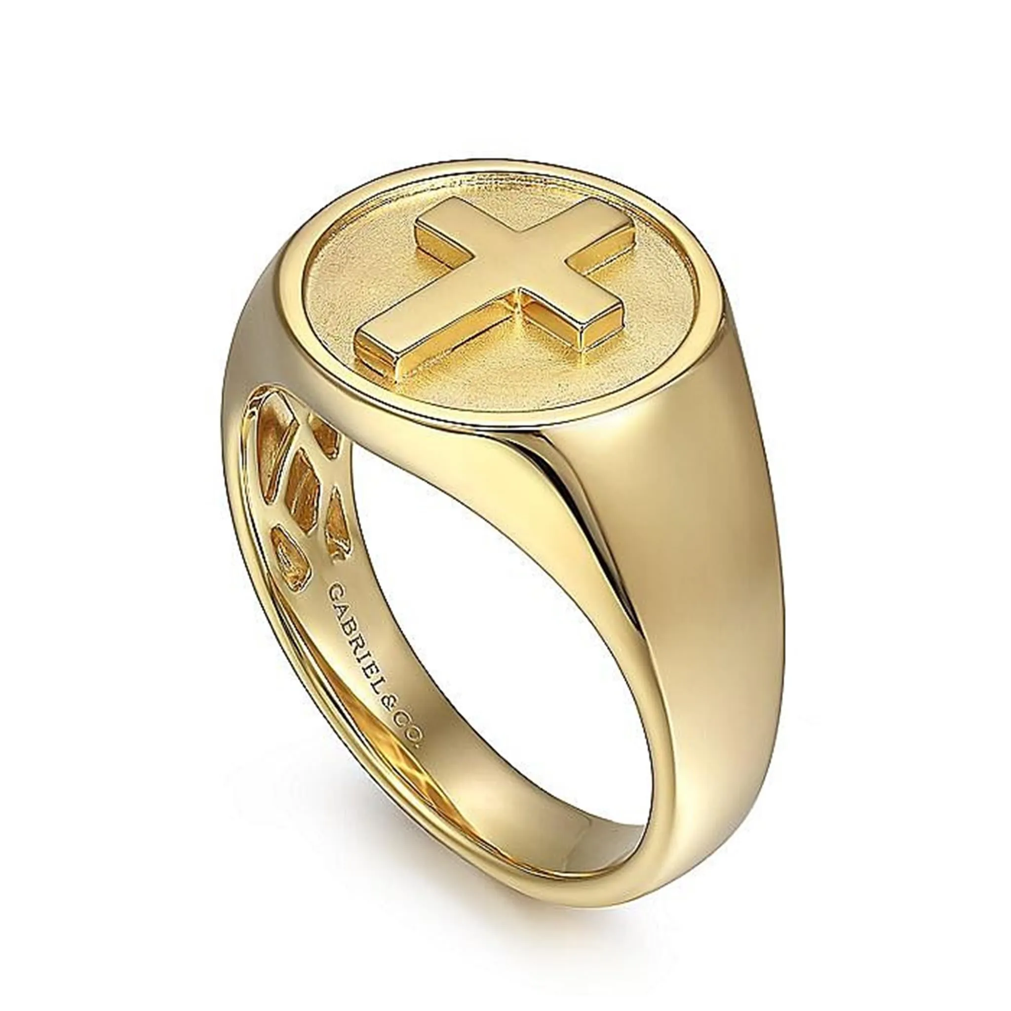 Gabriel 14K Yellow Gold Signet Crest Style Men's Ring