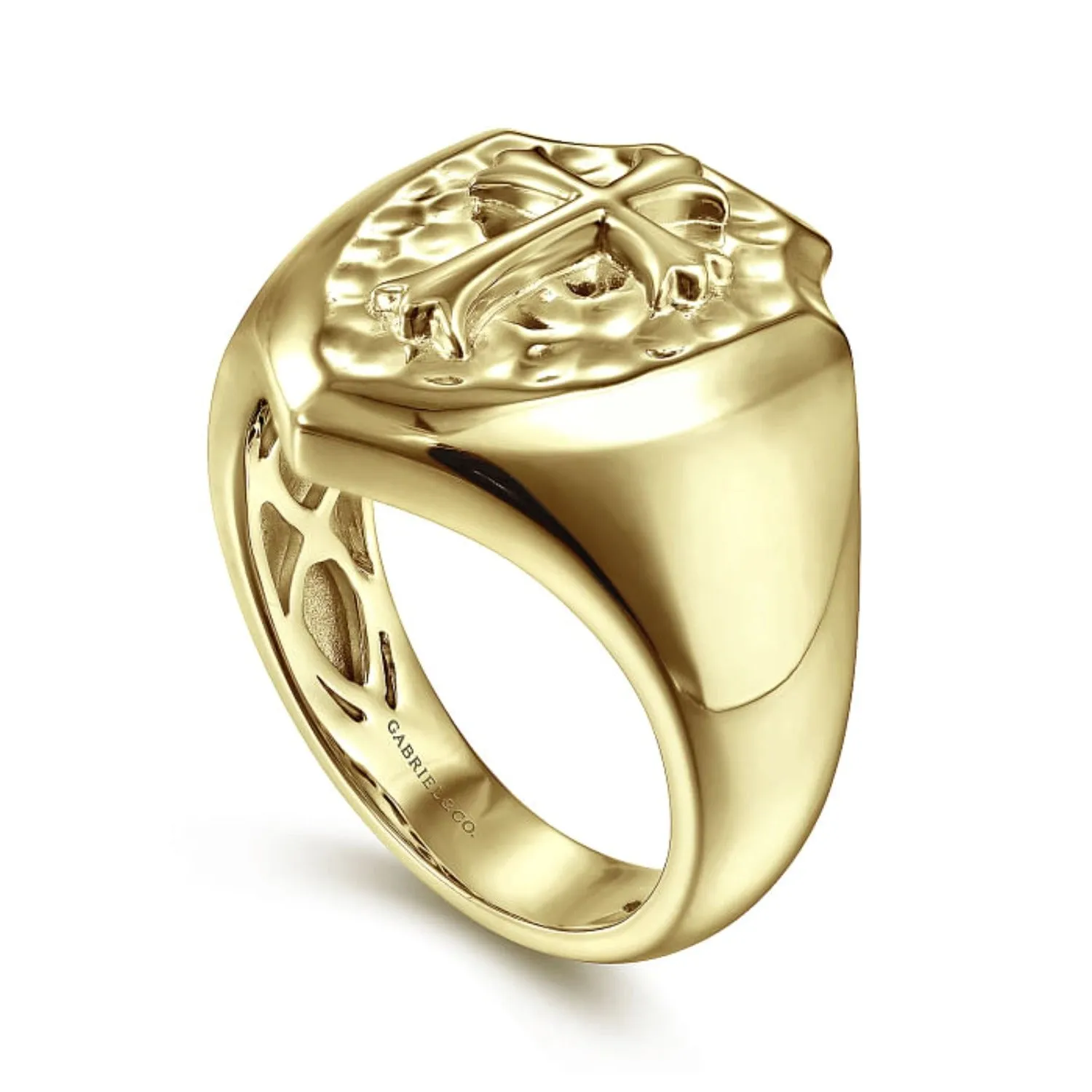 Gabriel & Co. Ornate Cross Signet Ring