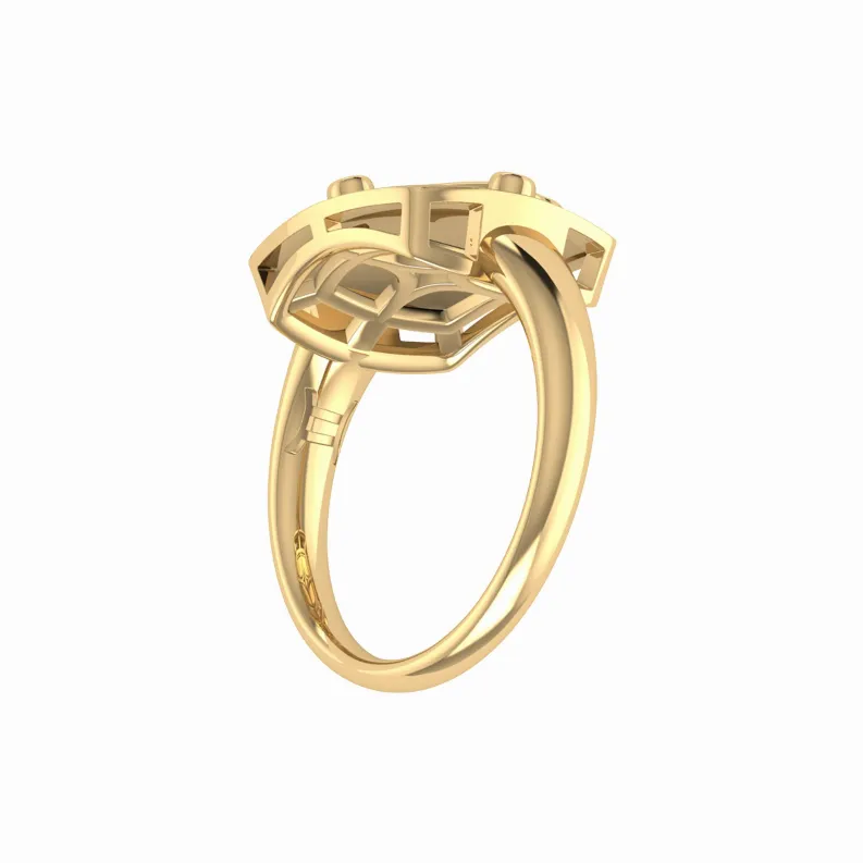 Gemini Twin Moonstone & Diamond Constellation Signet Ring in 14K Yellow Gold Vermeil on Sterling Silver