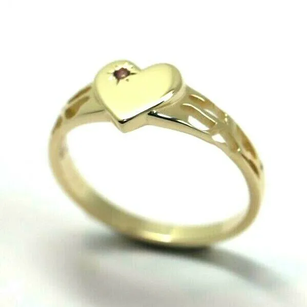 Genuine 9ct Yellow, Rose or White Gold 375 Amethyst (Birthstone Of February) Etched Heart Signet Ring
