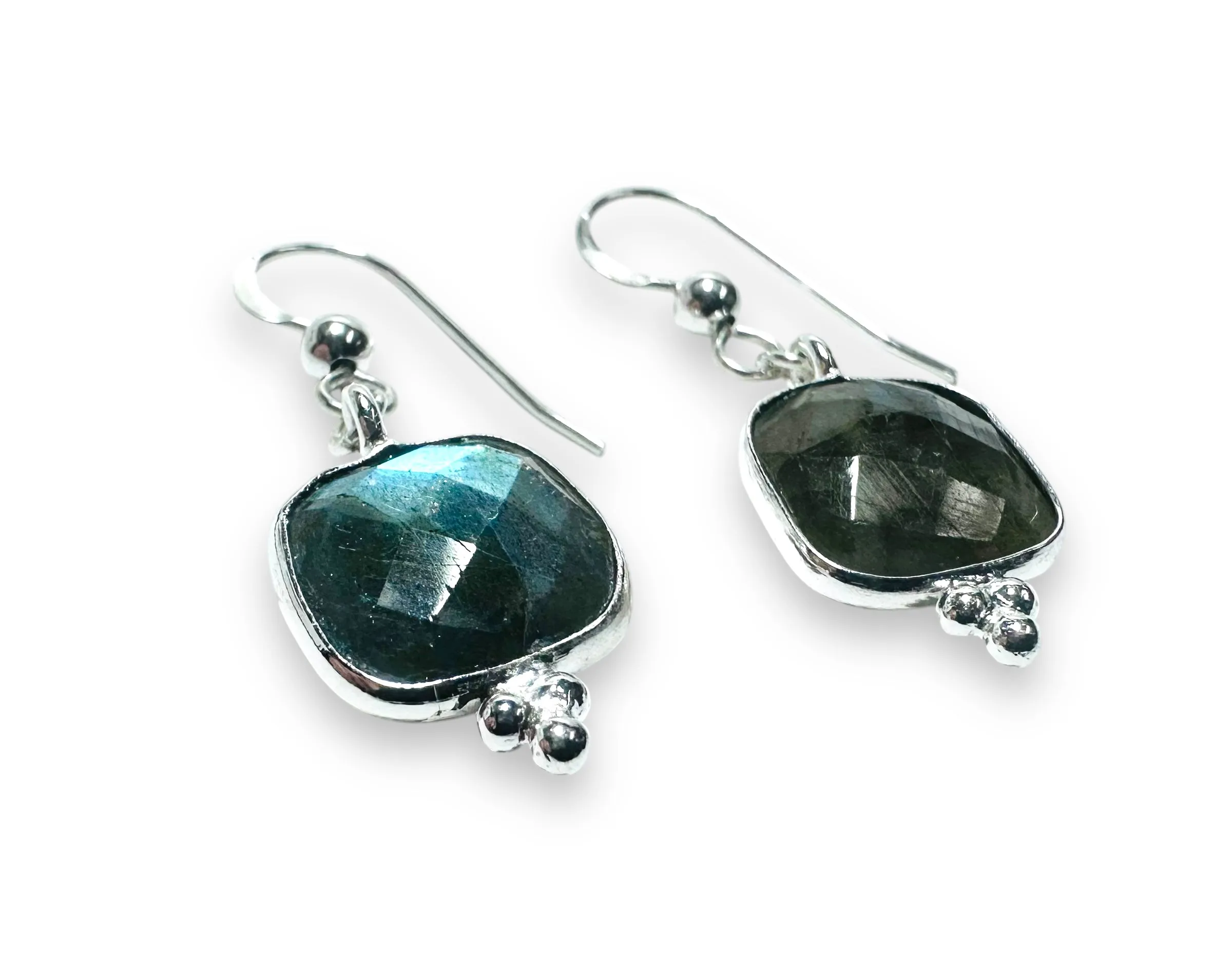Genuine Labradorite Silver Earrings, Labradorite