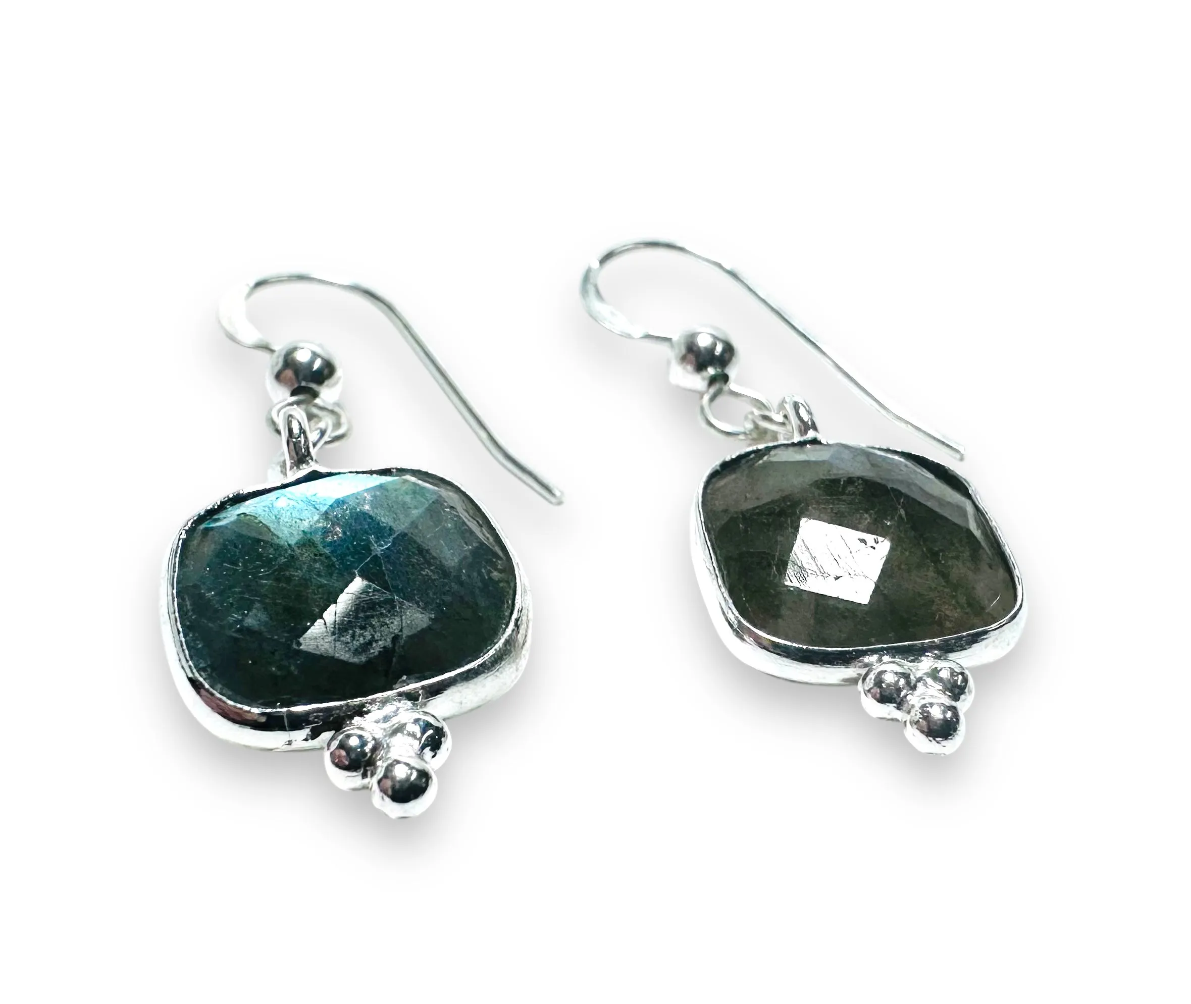 Genuine Labradorite Silver Earrings, Labradorite