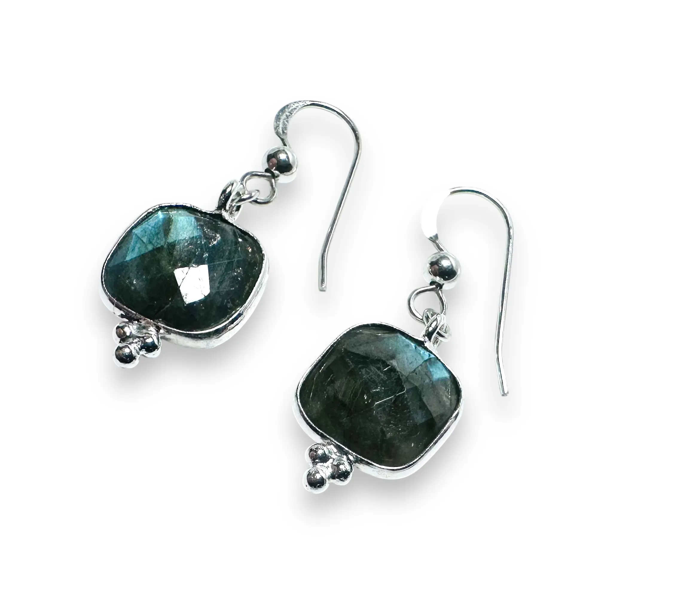 Genuine Labradorite Silver Earrings, Labradorite